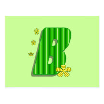 grön monogram för b vykort