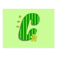 grön monogram för c vykort