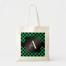 Grön och svart checkers för Monogram Kasse