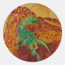 Grön/orange Dino klistermärke