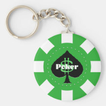 Grön pokerchip Keychain Nyckelring