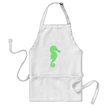Grön Seahorse på vit Förkläden