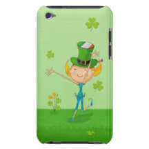 Grön Shamrockklöver & älvor med trollhatten iPod Case-Mate Skal