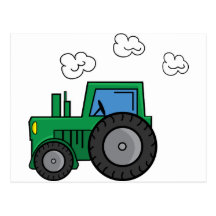 Grön traktor vykort