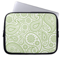 Grön vitblommönster laptop datorfodral