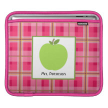 Gröna Apple & rosa plädlärareipad sleeve