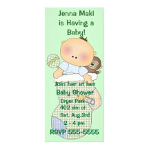 Gröna baby showerpartyinbjudningar