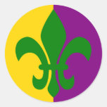 Gröna Fleur de Lis Rund Klistermärke