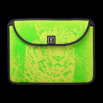 Gröna Macbook för Leopardporträttvintage sleever rickshaw flap sleeves