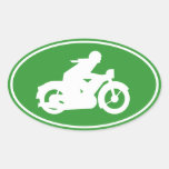 Gröna Motorbiker undertecknar Ovalformat Klistermärke