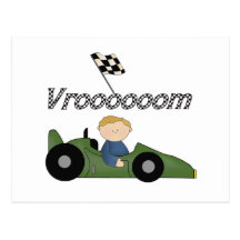 Gröna Tshirts och gåvor för tävlingbil Vroom Vykort
