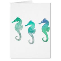 Gröna vattenfärgSeahorses Kort