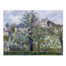 Grönsakträdgården med träd i blommar vykort