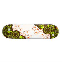 Grönt & bruntabstrakt cirklar skateboard