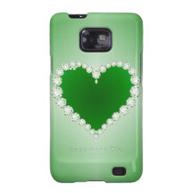 Grönt diamanter, hjärta, samsung galaxy s2 fodral