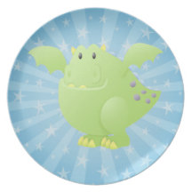 Grönt drakemonster dinner plate