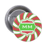 Grönt för spiral för julMonogram röd Retro Pins