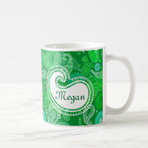 Grönt gräs paisley kaffe koppar