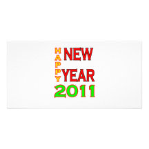 Grönt-Röd gott nytt år 2011 Fotokort