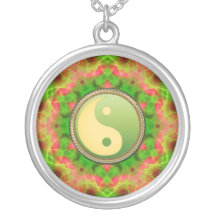 Grönt Yin Yang geometriskt Aurahalsband