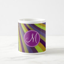 Groovy lila- och gröntrandar för Monogram Kaffe Kopp