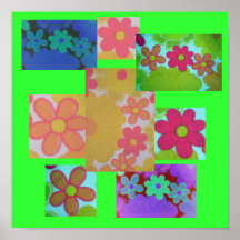 Groovy ljus Retro blomma Print