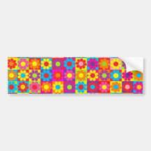 Groovy Retro flower power Bildekaler