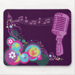 Groovy Retro Mic, musik noter, virvlar runt & bubb Musmatta
