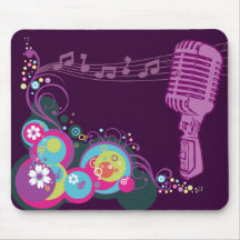 Groovy Retro Mic, musik noter, virvlar runt & bubb Musmatta