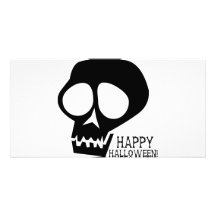 Groovy svart skalle - happy halloweendesign skräddarsydda fotokort