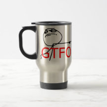 GTFO får ut tecknaden Meme för grabbursinneansikte Kaffe Kopp