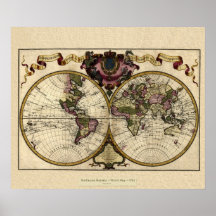 "Guillaume DeLisle" Olde Worlde kartaaffisch 1720