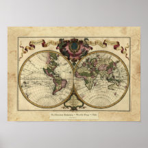 "Guillaume DeLisle" Olde Worlde kartaaffisch 1720