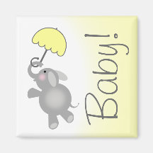 Gul baby showerfavörmagnet - elefant magneter för kylskåp