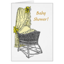 Gul babyBassinet - baby shower! Hälsnings Kort