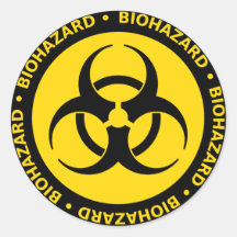 Gul Biohazardsymbolklistermärke