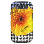 gul blomma på fodral för Vibe för houndstoothgalax Galaxy S3 Fodral