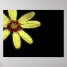 Gul blomma på svart affischer