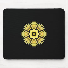 Gul blomma på svart design musmatta