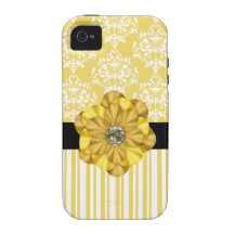 Gul damast- & diamanttryckiphone case