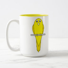 Gul fågel. Kanariefågel. På White. Kaffe Mugg