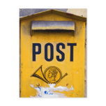 Gul grekisk Postbox Vykort