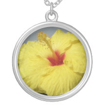 Gul hawaiansk hibiskus hängsmycke