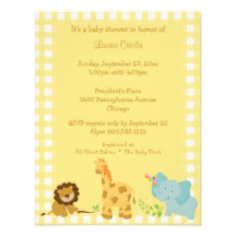 Gul inbjudan för plädbaby djurbaby shower