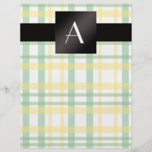Gul och grön pläd för Monogram Flyg Blad