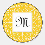 Gul och svart Monogramklistermärke