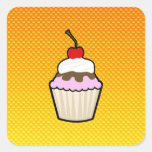 Gul orange muffin fyrkantiga klistermärken