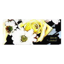 gul ros- och daisyinbjudan