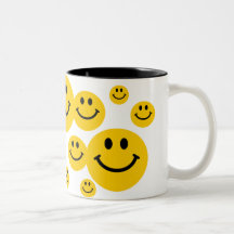 Gul smiley face kaffe mugg