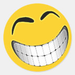 Gul stor flin smiley face klistermärke